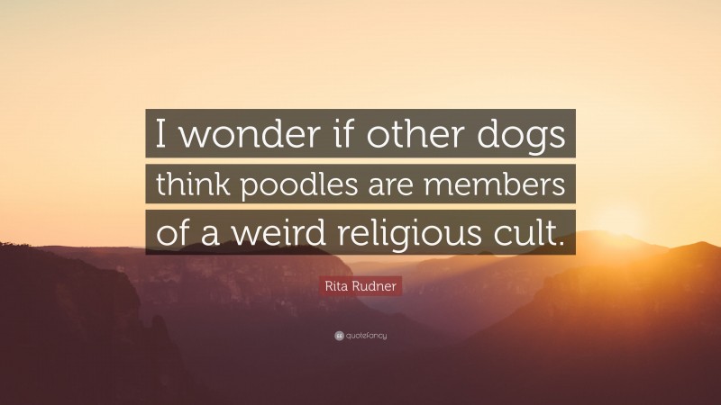 Rita Rudner Quote: “I wonder if other dogs think poodles are members of a weird religious cult.”
