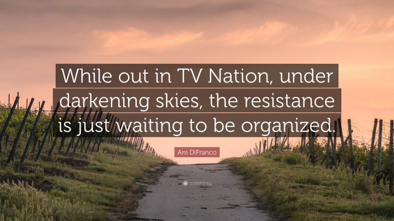 Ani DiFranco Quote: “While out in TV Nation, under darkening skies, the resistance is just waiting to be organized.”