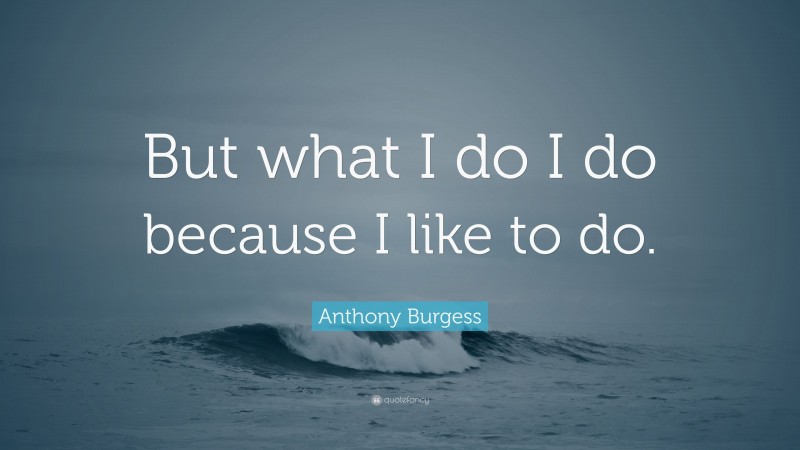 Anthony Burgess Quote: “But what I do I do because I like to do.”