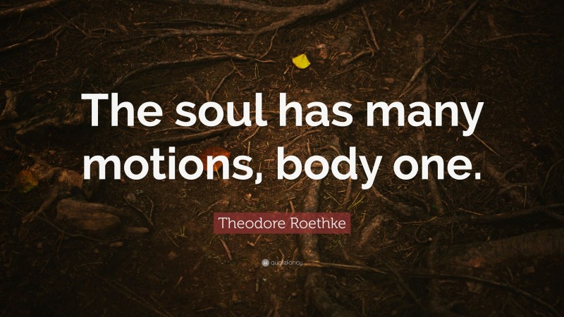 Theodore Roethke Quote: “The soul has many motions, body one.”
