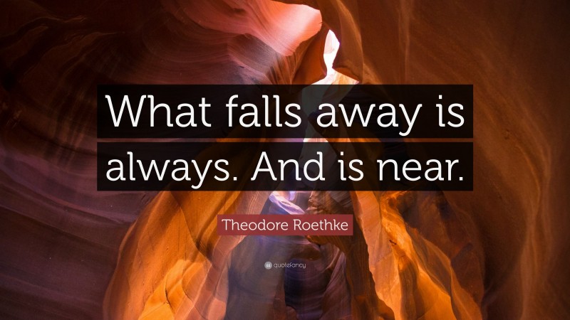 Theodore Roethke Quote: “What falls away is always. And is near.”