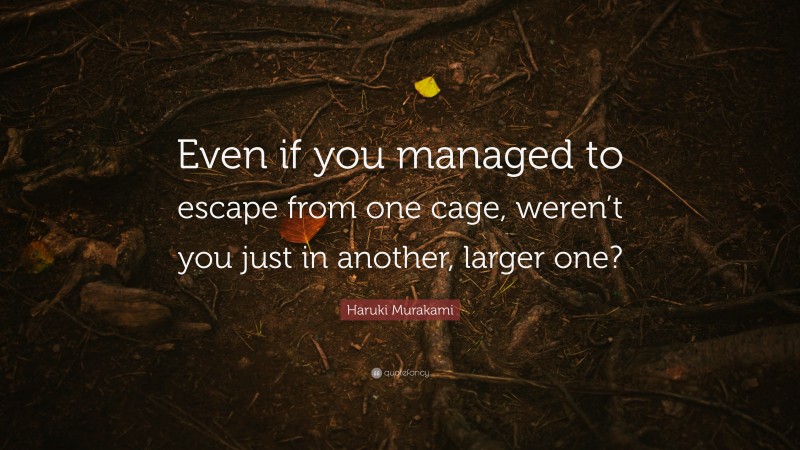 Haruki Murakami Quote: “Even if you managed to escape from one cage, weren’t you just in another, larger one?”