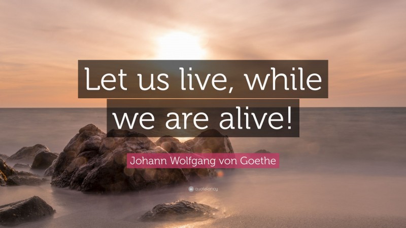 Johann Wolfgang von Goethe Quote: “Let us live, while we are alive!”