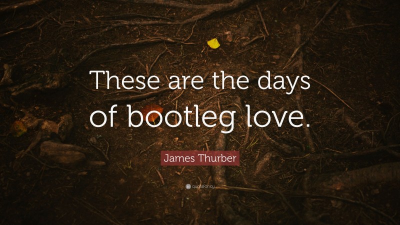James Thurber Quote: “These are the days of bootleg love.”