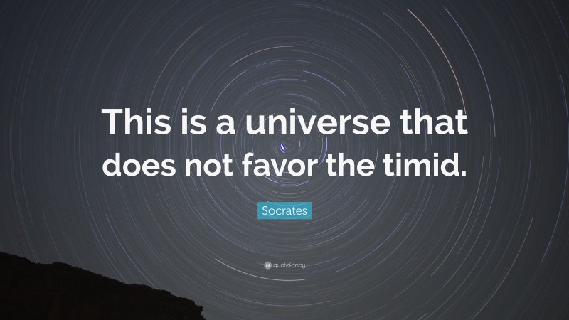 Socrates Quote: “This is a universe that does not favor the timid.”