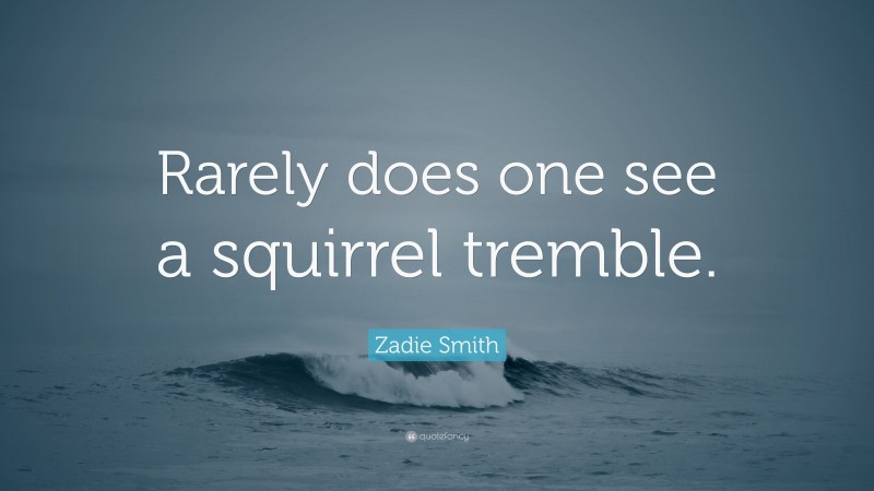 Zadie Smith Quote: “Rarely does one see a squirrel tremble.”