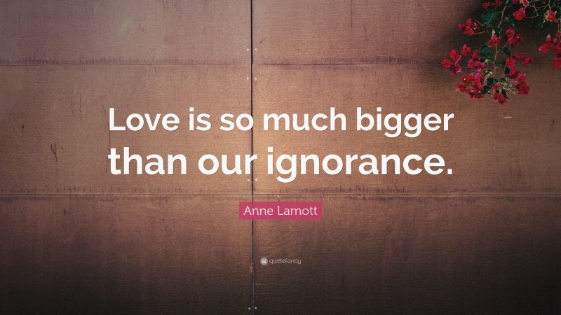 Anne Lamott Quote: “Love is so much bigger than our ignorance.”
