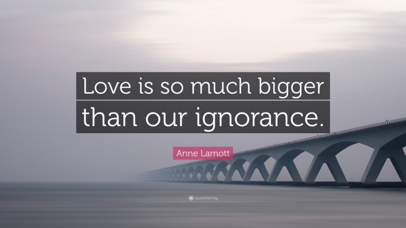 Anne Lamott Quote: “Love is so much bigger than our ignorance.”