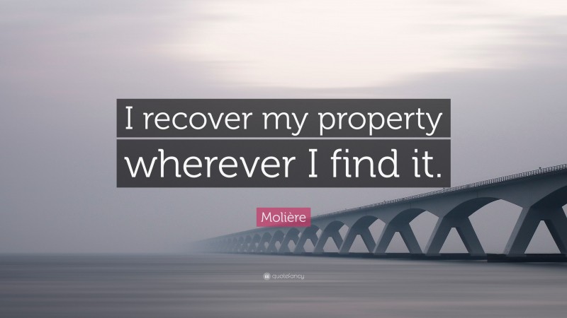 Molière Quote: “I recover my property wherever I find it.”