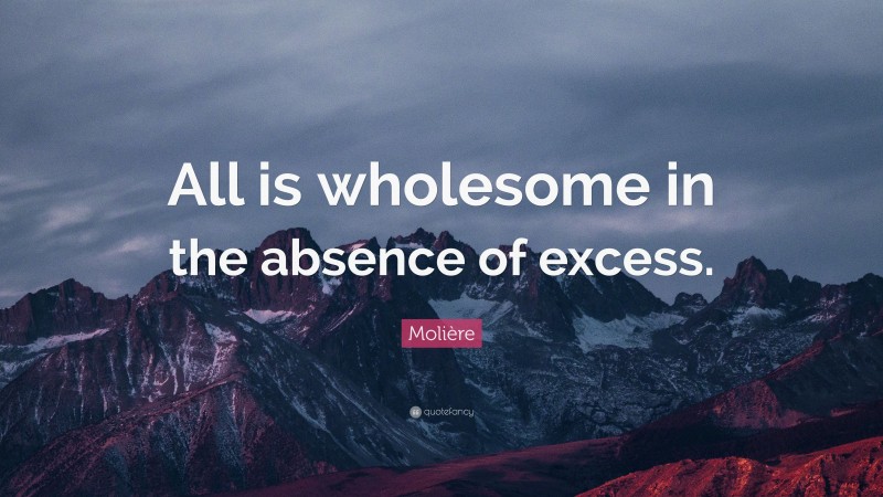 Molière Quote: “All is wholesome in the absence of excess.”