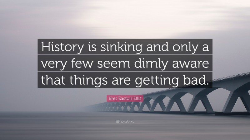 Bret Easton Ellis Quote: “History is sinking and only a very few seem dimly aware that things are getting bad.”
