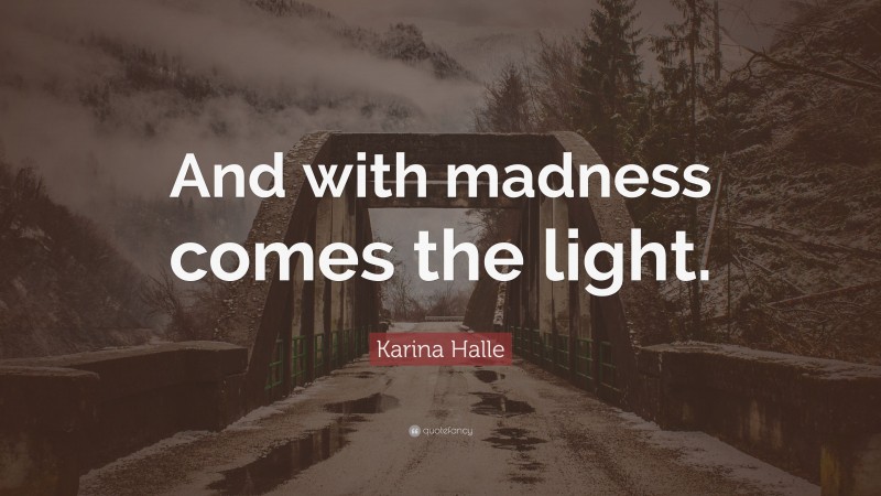 Karina Halle Quote: “And with madness comes the light.”