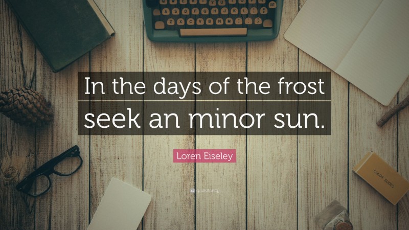 Loren Eiseley Quote: “In the days of the frost seek an minor sun.”