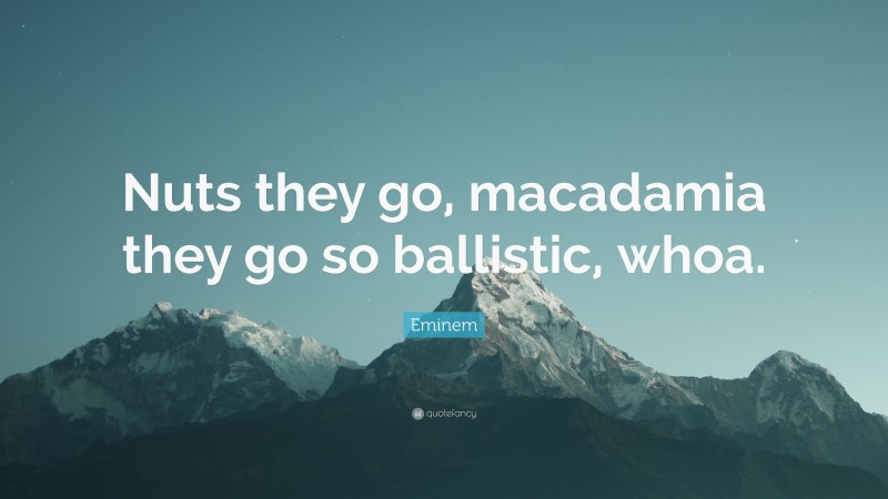 Eminem Quote: “Nuts they go, macadamia they go so ballistic, whoa.”