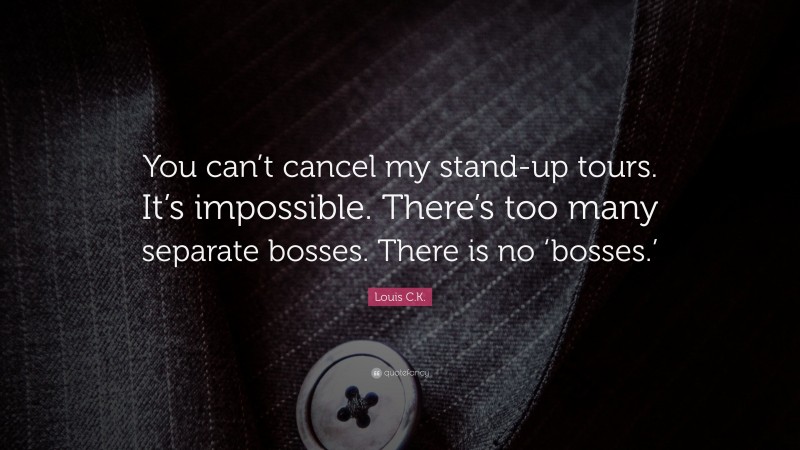 Louis C.K. Quote: “You can’t cancel my stand-up tours. It’s impossible. There’s too many separate bosses. There is no ‘bosses.’”