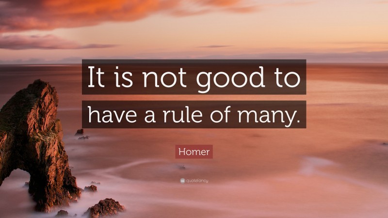 Homer Quote: “It is not good to have a rule of many.”