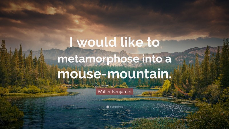 Walter Benjamin Quote: “I would like to metamorphose into a mouse-mountain.”