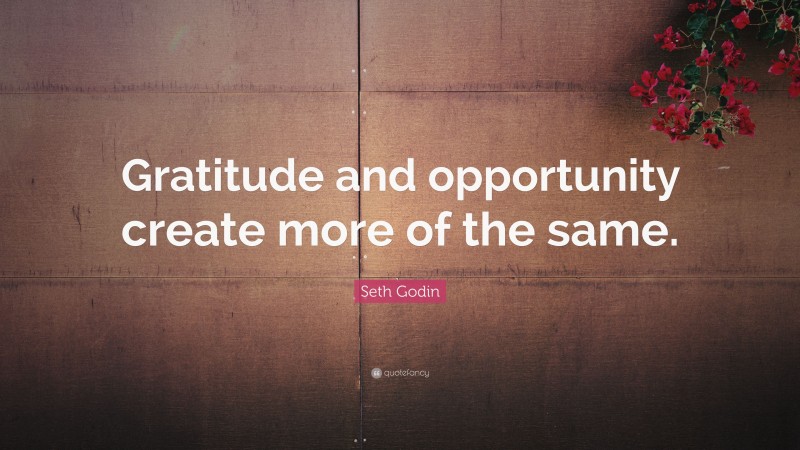 Seth Godin Quote: “Gratitude and opportunity create more of the same.”