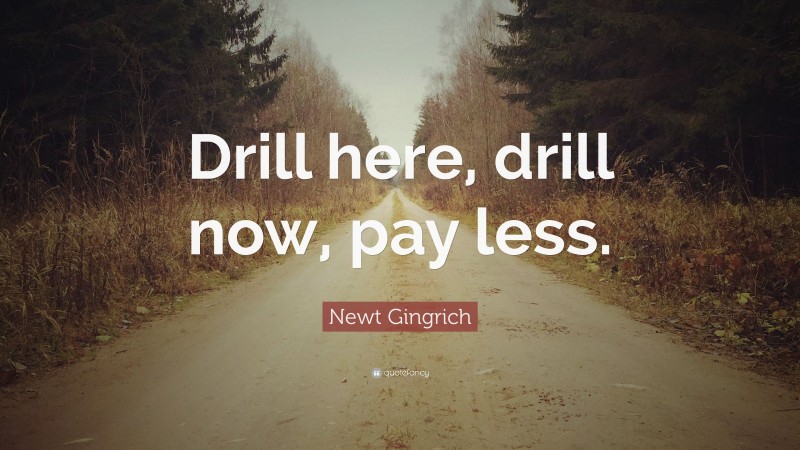 Newt Gingrich Quote: “Drill here, drill now, pay less.”