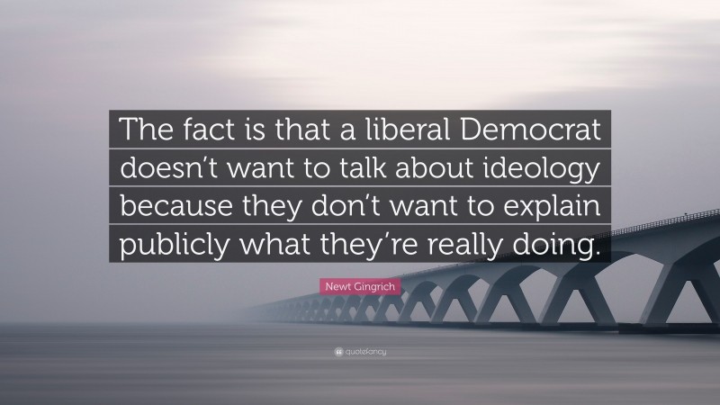 Newt Gingrich Quote: “The fact is that a liberal Democrat doesn’t want to talk about ideology because they don’t want to explain publicly what they’re really doing.”