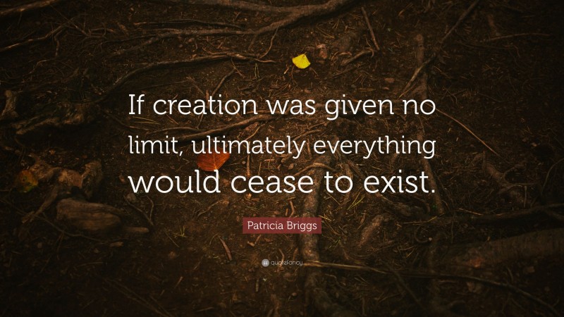 Patricia Briggs Quote: “If creation was given no limit, ultimately everything would cease to exist.”
