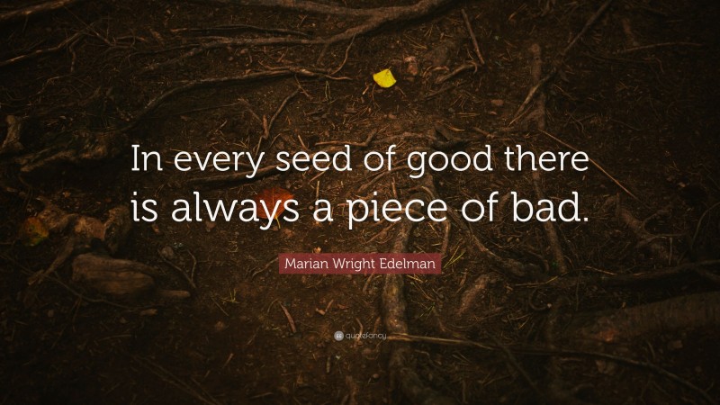 Marian Wright Edelman Quote: “In every seed of good there is always a piece of bad.”