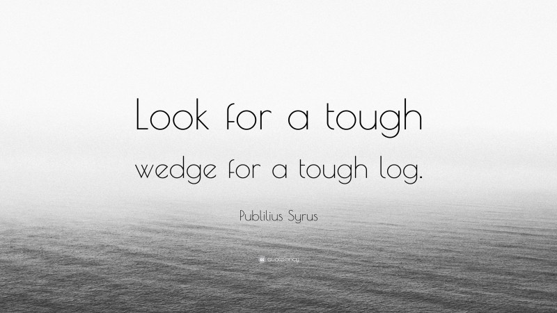 Publilius Syrus Quote: “Look for a tough wedge for a tough log.”