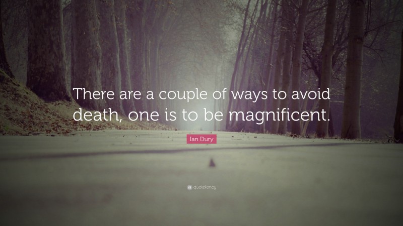 Ian Dury Quote: “There are a couple of ways to avoid death, one is to be magnificent.”