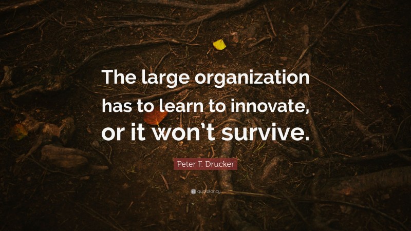 Peter F. Drucker Quote: “The large organization has to learn to innovate, or it won’t survive.”
