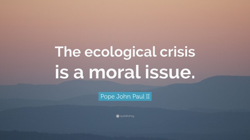 Pope John Paul II Quote: “The ecological crisis is a moral issue.”