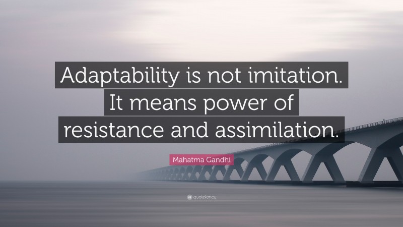 Mahatma Gandhi Quote: “Adaptability is not imitation. It means power of resistance and assimilation.”