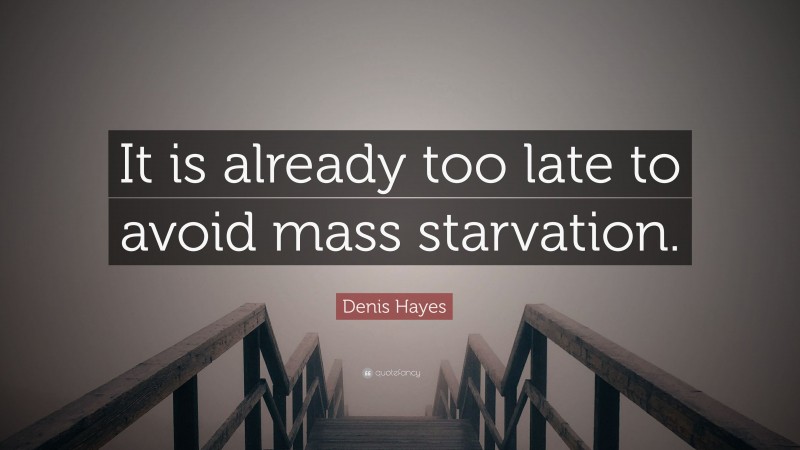 Denis Hayes Quote: “It is already too late to avoid mass starvation.”