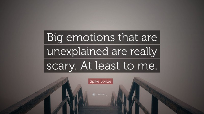 Spike Jonze Quote: “Big emotions that are unexplained are really scary. At least to me.”