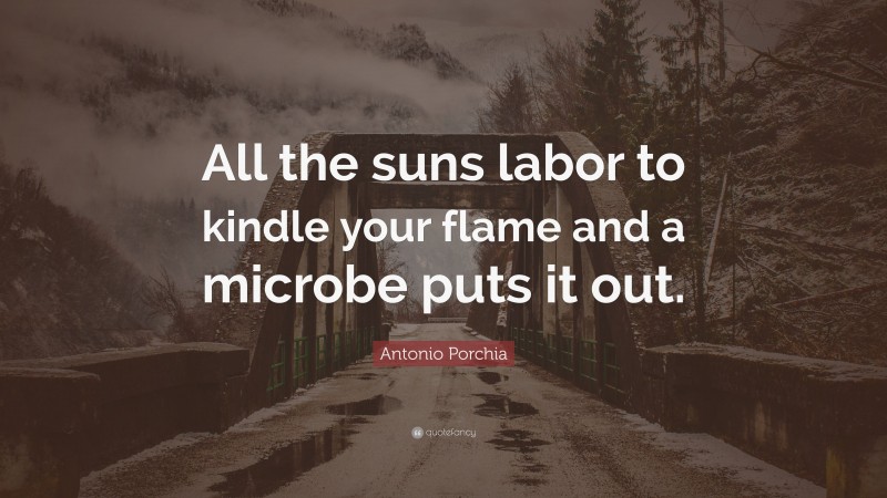 Antonio Porchia Quote: “All the suns labor to kindle your flame and a microbe puts it out.”