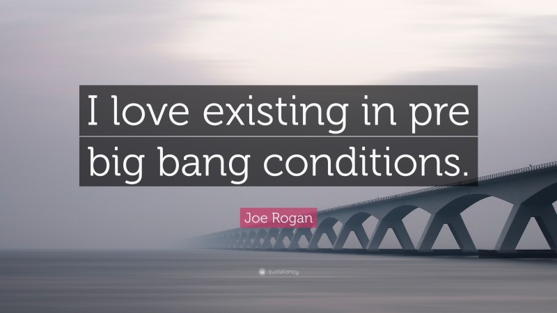 Joe Rogan Quote: “I love existing in pre big bang conditions.”