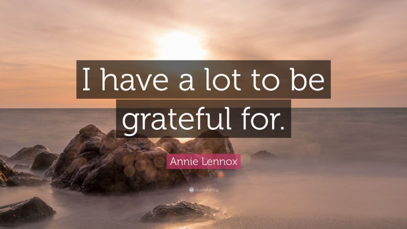 Annie Lennox Quote: “I have a lot to be grateful for.”