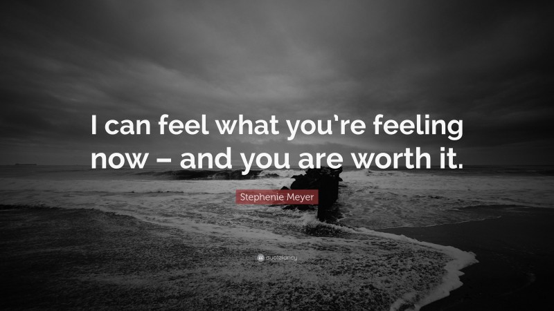 Stephenie Meyer Quote: “I can feel what you’re feeling now – and you are worth it.”
