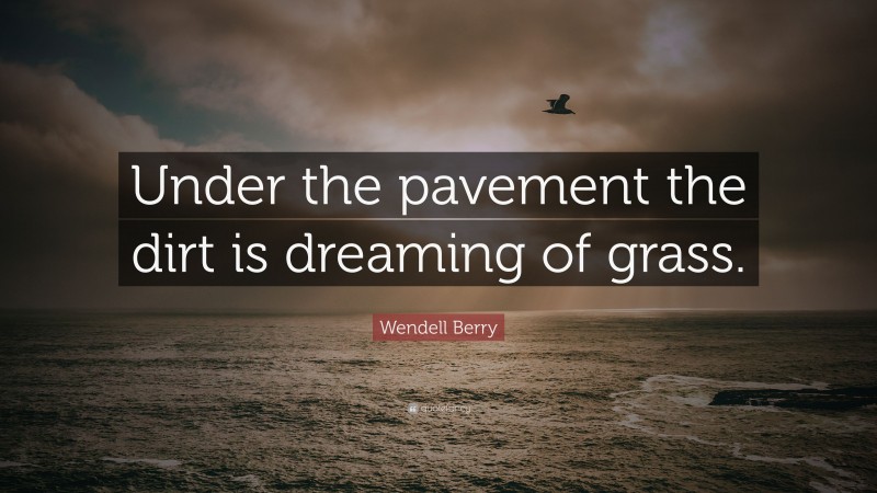 Wendell Berry Quote: “Under the pavement the dirt is dreaming of grass.”