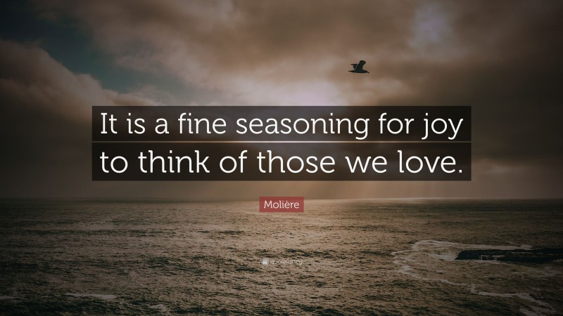 Molière Quote: “It is a fine seasoning for joy to think of those we love.”