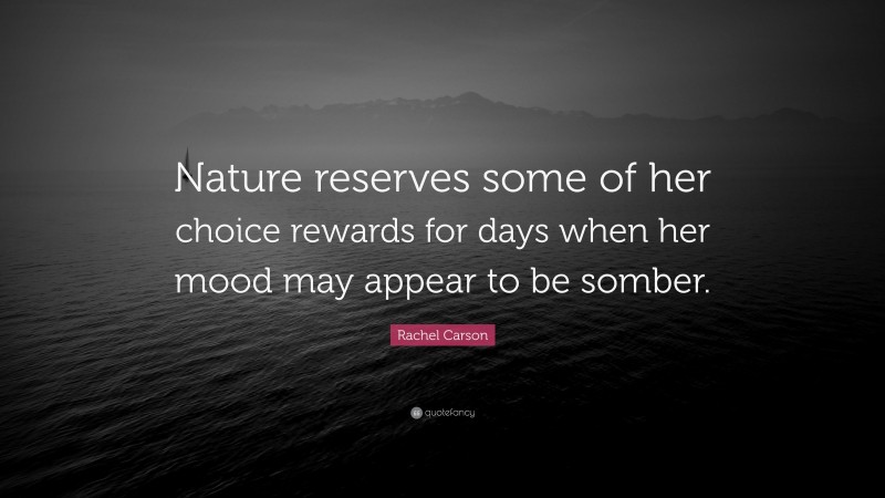 Rachel Carson Quote: “Nature reserves some of her choice rewards for days when her mood may appear to be somber.”