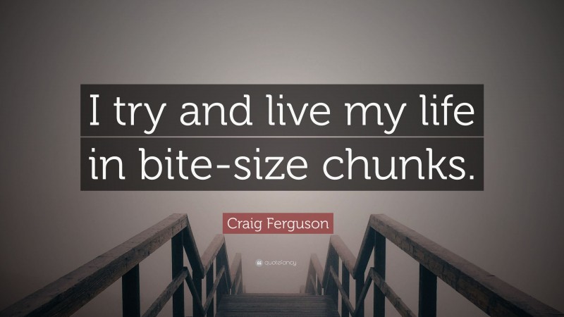 Craig Ferguson Quote: “I try and live my life in bite-size chunks.”