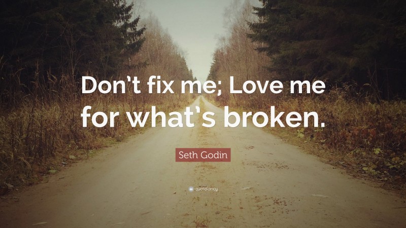 Seth Godin Quote: “Don’t fix me; Love me for what’s broken.”