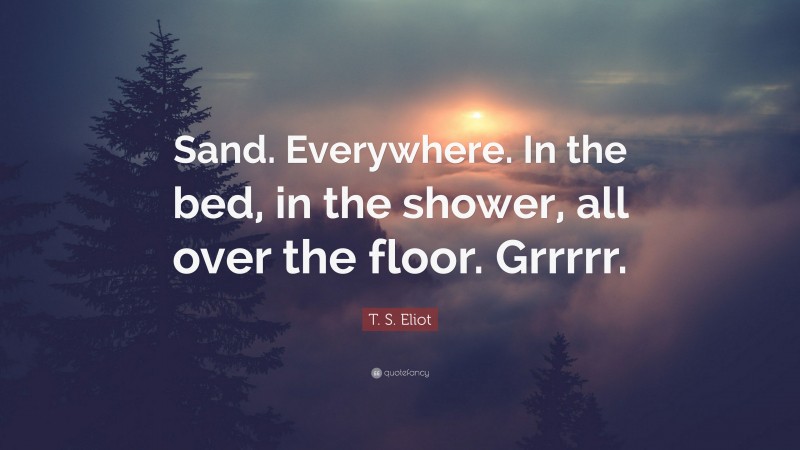 T. S. Eliot Quote: “Sand. Everywhere. In the bed, in the shower, all over the floor. Grrrrr.”