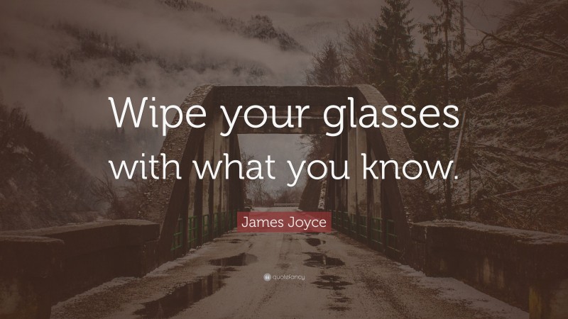 James Joyce Quote: “Wipe your glasses with what you know.”