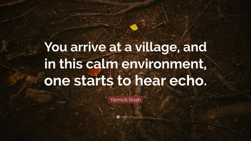 Yannick Noah Quote: “You arrive at a village, and in this calm environment, one starts to hear echo.”