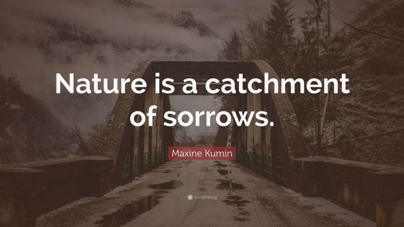 Maxine Kumin Quote: “Nature is a catchment of sorrows.”