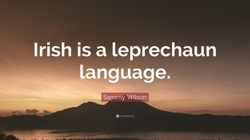 Sammy Wilson Quote: “Irish is a leprechaun language.”