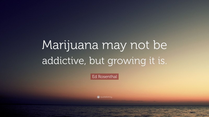 Ed Rosenthal Quote: “Marijuana may not be addictive, but growing it is.”
