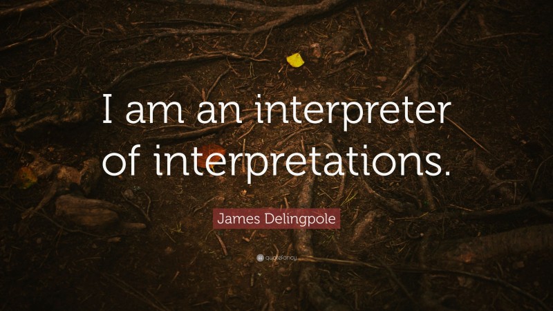 James Delingpole Quote: “I am an interpreter of interpretations.”
