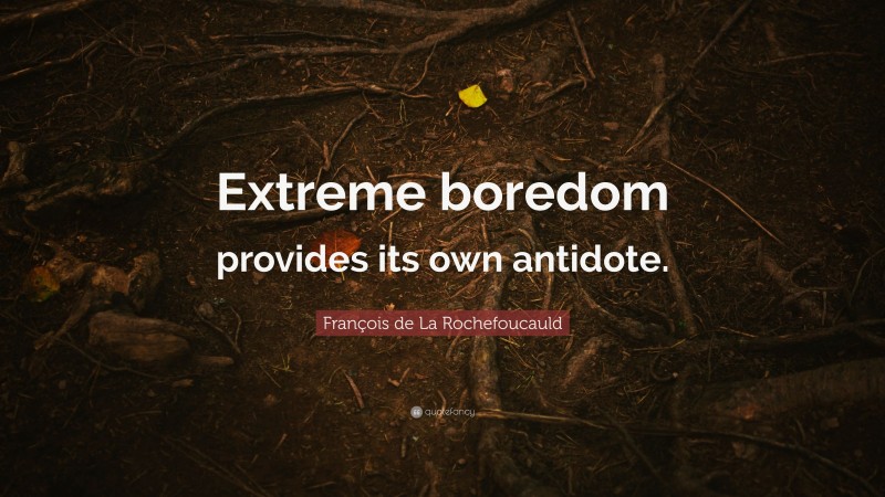 François de La Rochefoucauld Quote: “Extreme boredom provides its own antidote.”